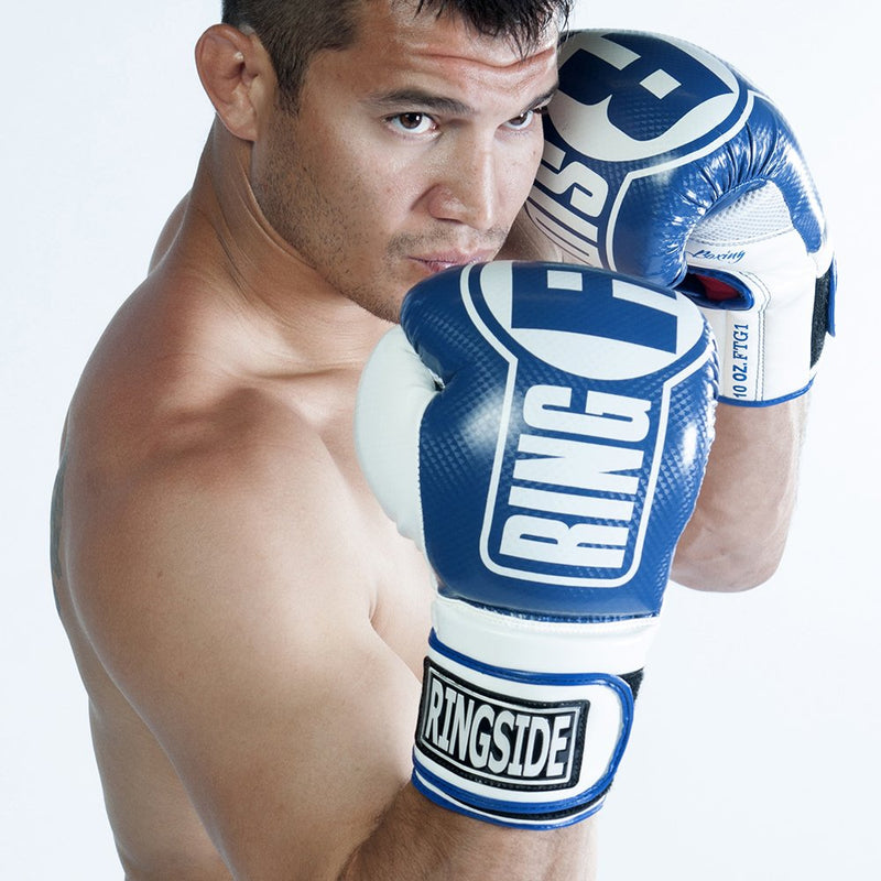 [AUSTRALIA] - Ringside Apex Boxing Kickboxing Muay Thai Training Gloves Gel Sparring Punching Bag Mitts L-XL Blue/White 