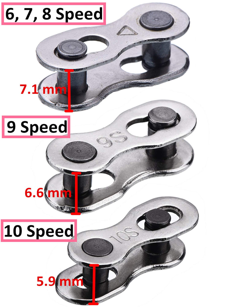 Hotop 8 Pairs Bicycle Missing Link for 6, 7, 8, 9, 10 Speed Chain, Silver, Reusable - BeesActive Australia