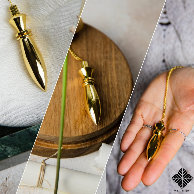 Egyptian Thot Dowsing Pendulum & Abbe Mermet drop Pendant in Gold Brass - Pack of 2 Divinatory Pendulums - BeesActive Australia