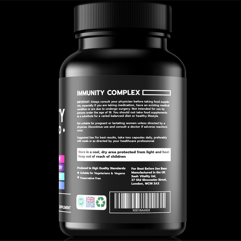 Immune System Booster Supplement - 120 Capsules - Vitamin C and Zinc, Elderberry, Iron, Vitamin B12, D3, Turmeric, Selenium, Garlic, Probiotic � Vegan Multivitamin Complex Men & Women - BeesActive Australia