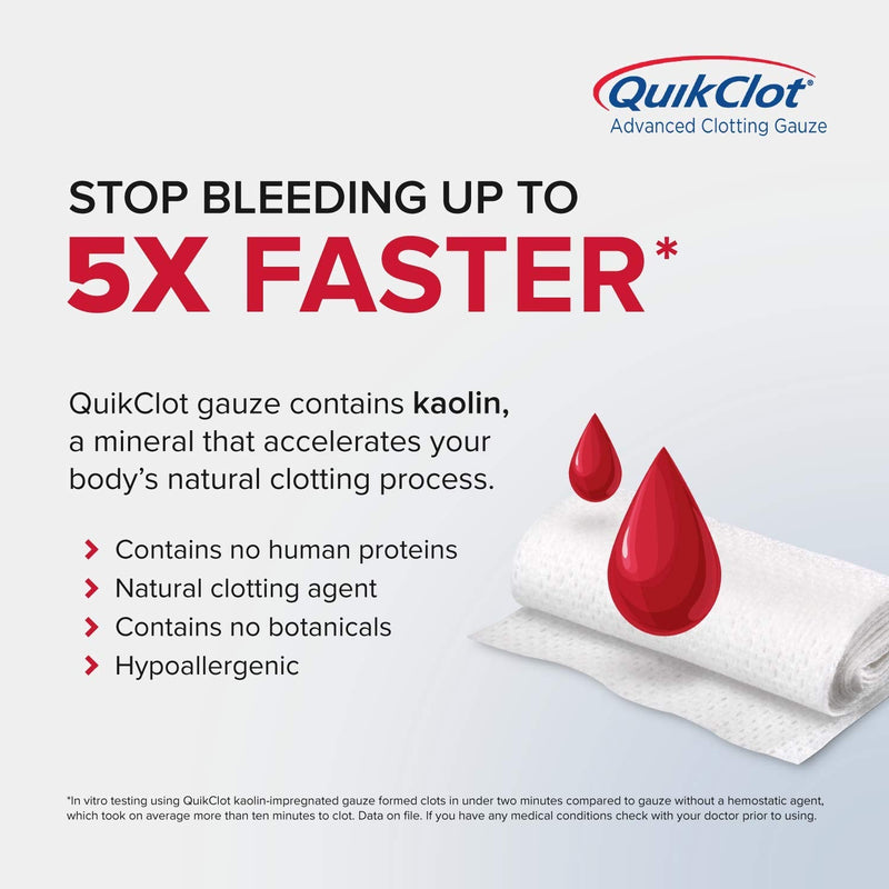 QuikClot Gauze 3" x 2' 3 in x 2 ft - BeesActive Australia