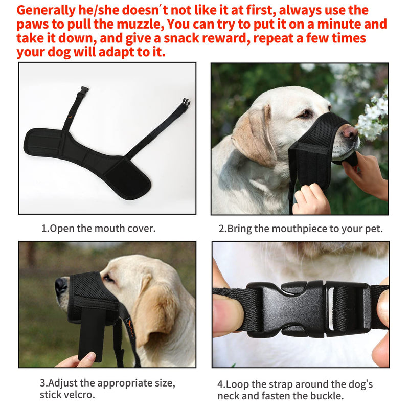 HEELE Dog Muzzle,Soft Nylon Muzzle Anti Biting Barking Chewing,Air Mesh Breathable Drinkable Adjustable Loop Pets Muzzle for Small Medium Large Dogs 4 Colors 4 Sizes L Black - BeesActive Australia