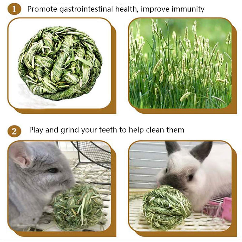 Rabbit Chew Ball Timothy Grass Grinding Small Animal Activity Play Chew Toys for Bunny Rabbits Hamster Guinea Pigs Gerbils 6PCS grass ball - BeesActive Australia