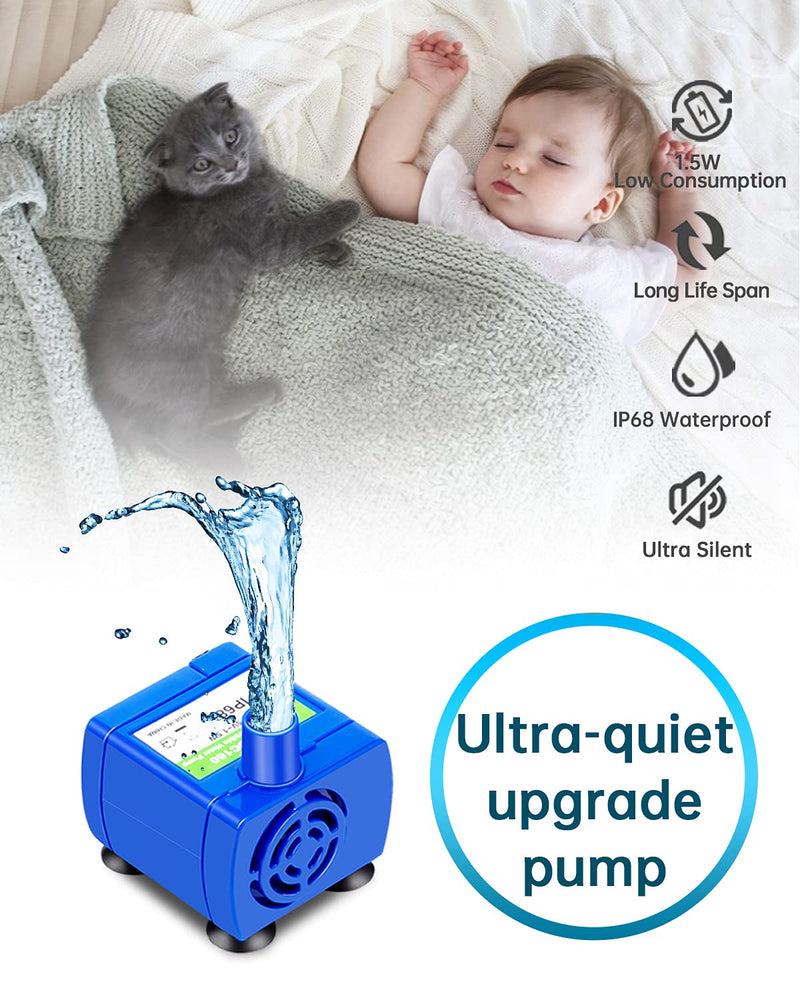 Cat Water Fountain Pump,Pet Fountain Pump Replacement Pump DR-DC160 Motor for 360°Stainless Steel Cat Fountain and Cupcake Ceramic Cat Drinking Fountain Blue - BeesActive Australia