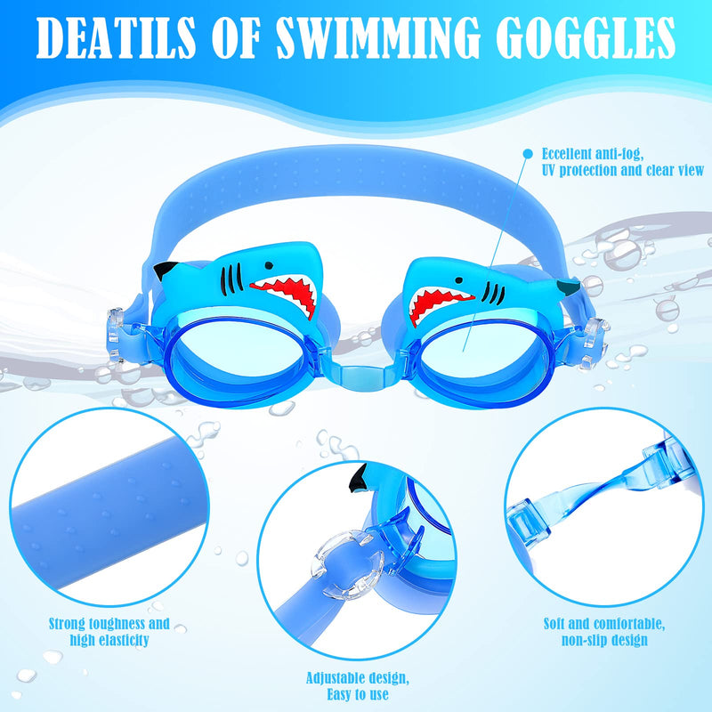 2 Pcs Swim Arm Floaties Inflatable Swim Arm Bands for Kids Toddler, Anti Fog Swimming Goggles Floater Sleeves Shark Style - BeesActive Australia
