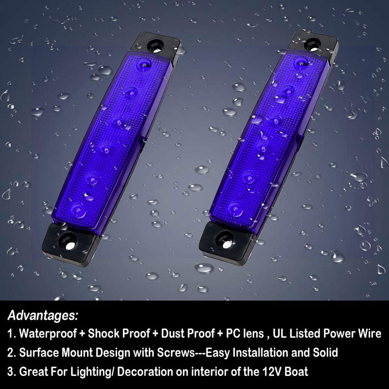 [AUSTRALIA] - Shangyuan Marine Led Utility Strip Lights, Marine Led Light Courtesy, Marine Led Lighting, Boat Led Courtesy Lights, 12 Volt Led Strip Lights, Boat Deck Lights, Pontoon Boat Kayak Led Lights 2PCS blue 