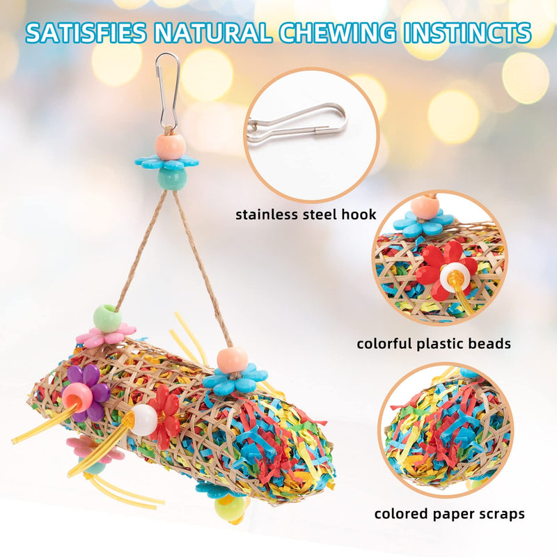 RLRICH Bird Colorful Chewing Toys Parrot Foraging Shredder Toys Shred Hanging Foraging Toys,Comfy Perch Parrot Toys for Rope Bungee Bird Toy 6 PACK - BeesActive Australia