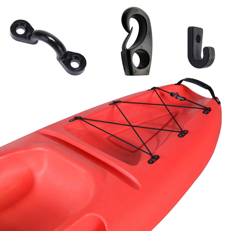 Kayak Pad Eye Kit, Expanded Deck Loops Kit with 10 Tie Down Pad Eyes 4 J Hooks 4 Cord End Hooks and 24 Pair M5 Screws and Nuts for Kayaks Canoes Boats Camping - BeesActive Australia