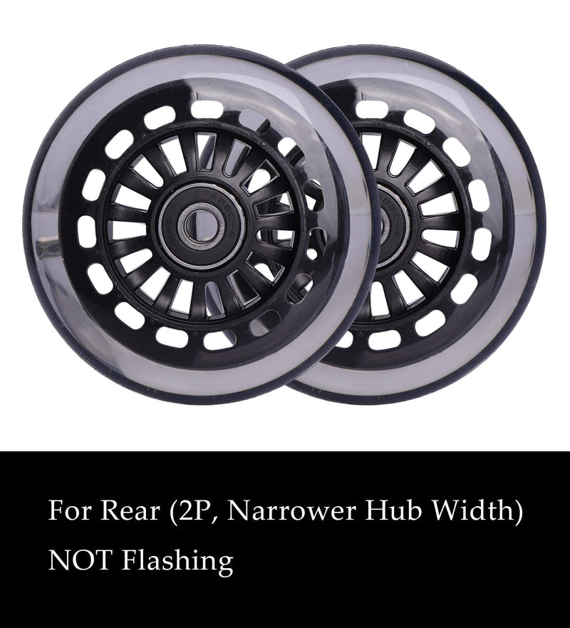 WHEELGOO Wiggle Car Polyurethane Replacement Wheels Set (Front,2P Light Up), Swing Car Tires Pack (Rear,2P Narrower) Upgrade for Original Plasma Car, Lil Rider, Ride-on Toys Black - BeesActive Australia