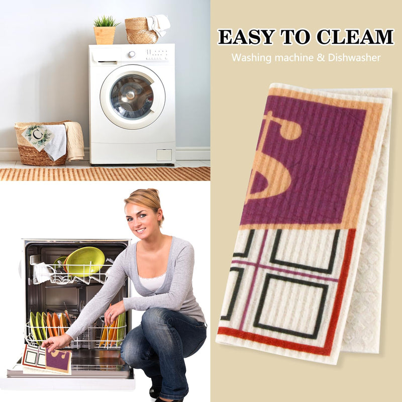Spunspon Swedish Kitchen Dish Cloths - 6 Pack Reusable Paper Towels for Counters & Dishes - Eco Friendly Cellulose Sponge Cloth - Assorted (US Dollar) Us Dollar - BeesActive Australia