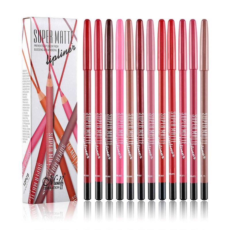 CCbeauty Lip Liners Pencil Set, Premium Waterproof Smooth Slim Lip Pencils, Long Lasting Matte Makeup Lipliners 12 Colors - BeesActive Australia