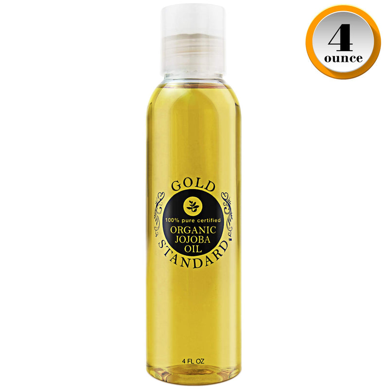 Organic Jojoba Oil 4 Ounce Pure Golden Cold Pressed Unrefined No Hexane Moisturizer for Face Skin Body Hair Nails Carrier Base Oil by Gold Standard - BeesActive Australia