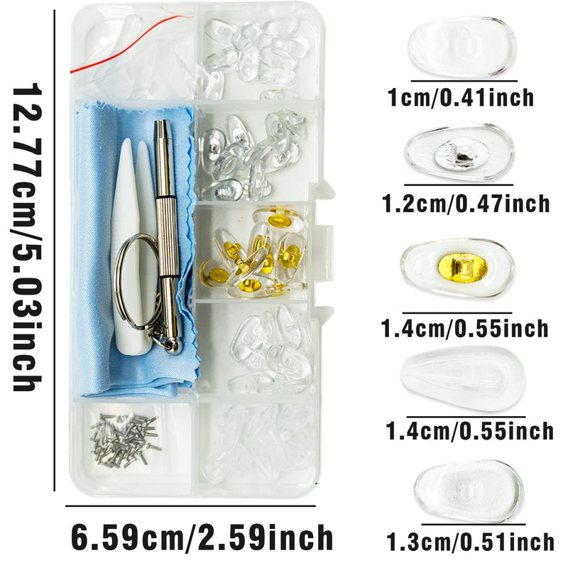 25 Pairs Glasses Nose Pads Silicone, Screw-in Nose Pad for Glasses Eyeglass Repair Kit with Screws Tweezer and Cleaning Cloth - BeesActive Australia