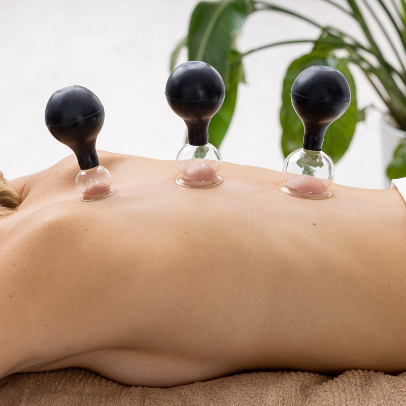 Navaris Cupping Massage Set - Set of 5X Glass Vacuum Suction Cups for Massaging Face, Legs, Arms, Back, Stomach, Body - Suction Cup Massage - Black - BeesActive Australia