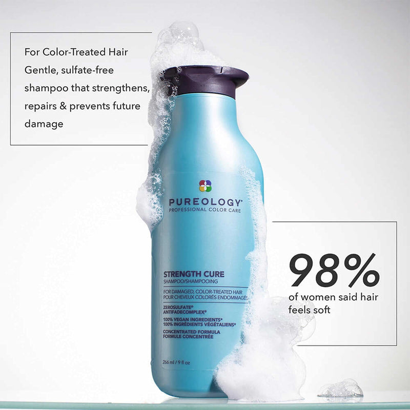 Pureology | Strength Cure | Strengthening Shampoo | For Damaged, Colour Treated Hair | Vegan | 266ml - BeesActive Australia