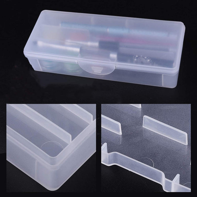 Waldd Double-Layer Storage Box for Nail Art Pens Nail Brush Container Case Manicure Nail Tools Storage Box Transparent - BeesActive Australia