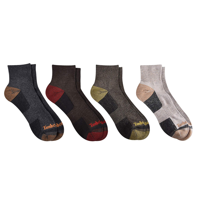 Timberland mens 4-pack Half Cushioned Quarter Socks One Size Brown - BeesActive Australia