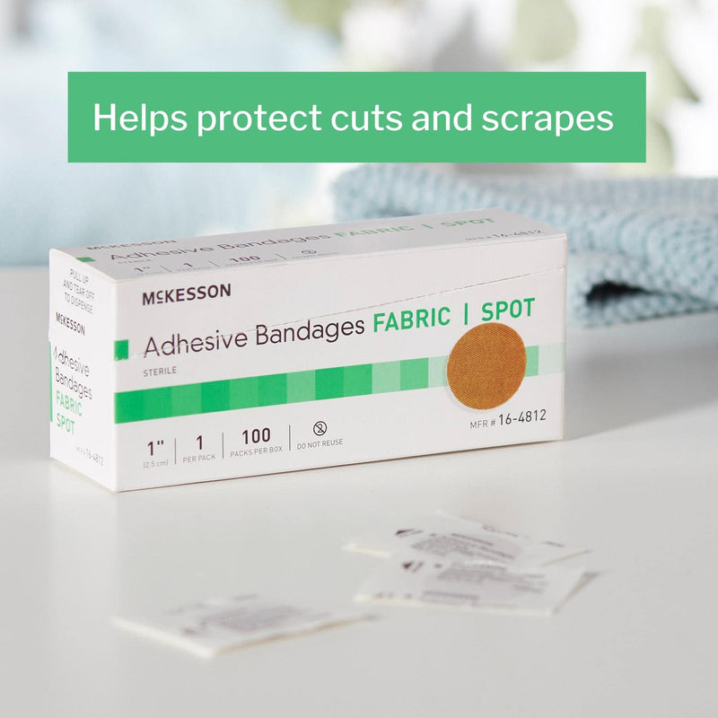 McKesson Adhesive Bandages, Sterile, Fabric Spot, 1 in, 100 Count, 1 Pack - BeesActive Australia
