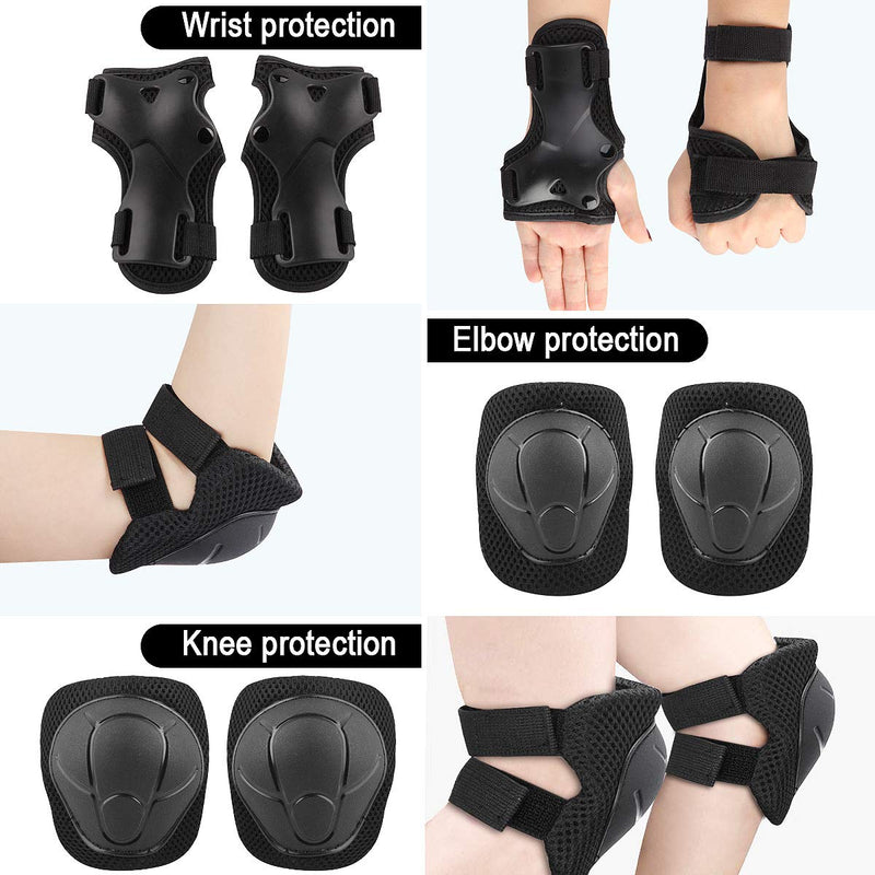Wemfg Kids Protective Gear Set Knee Pads for Kids 3-14 Years Toddler Knee and Elbow Pads with Wrist Guards 3 in 1 for Skating Cycling Bike Rollerblading Scooter Black S(3-8Years) - BeesActive Australia