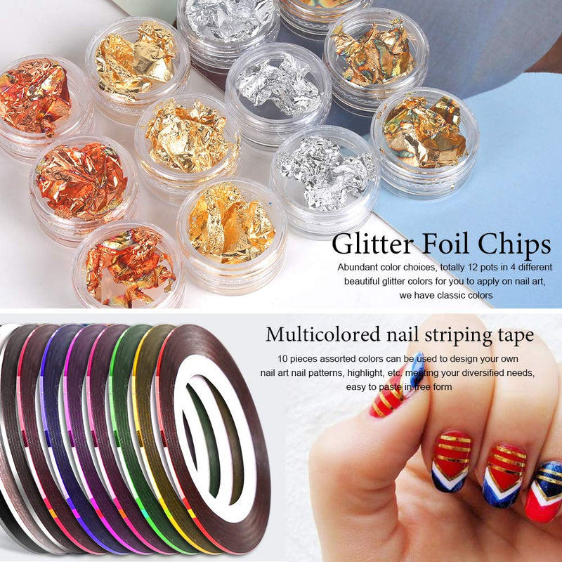 Nail Pen Designer, Teenitor Stamp Nail Art Tool with 15pcs Nail Painting Brushes, Nail Dotting Tool, Nail Foil, Manicure Tape, Color Rhinestones for Nails A-Pink - BeesActive Australia