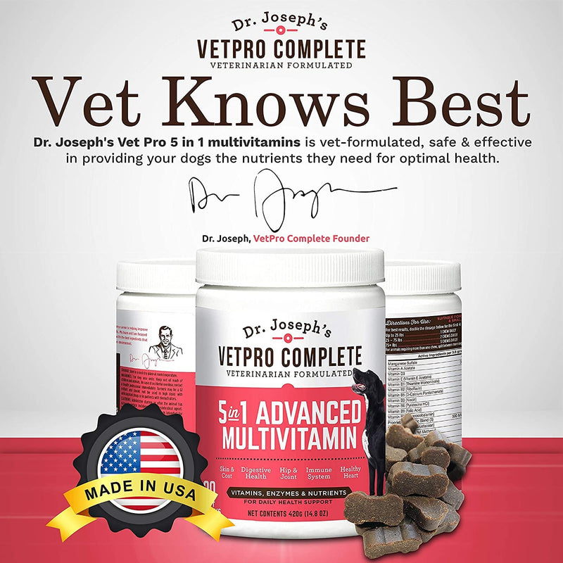 VetPro Dog Vitamins and Supplements - Pet Multivitamins with Probiotics, Glucosamine for Hip and Joint Health, Immune System Support, Allergy Meds - 5 in 1 Chewable Multivitamin for Puppy to Senior - BeesActive Australia