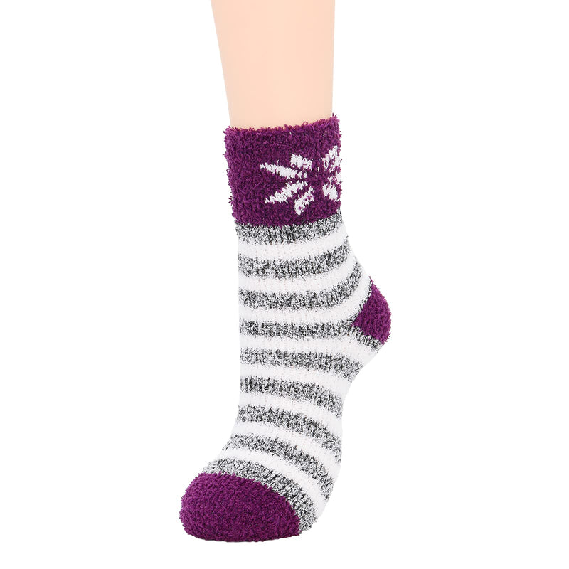 Womens Fuzzy Socks Winter Warm Fluffy Socks Athletic Outdoor Sports Socks 6 Pack Purple - BeesActive Australia