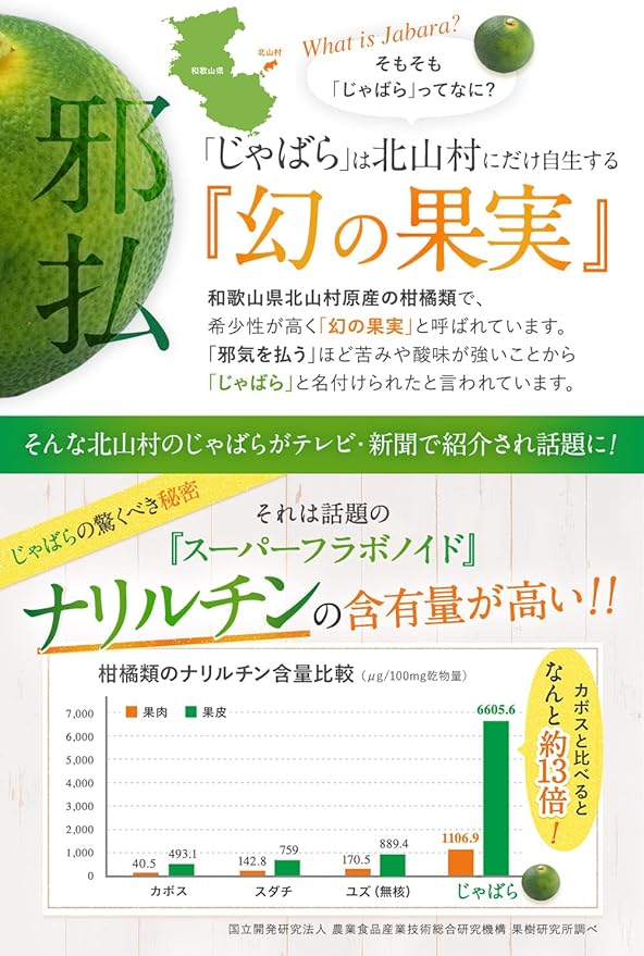 Kitayama Village Jabara Supplement Levante [Fermented Black Jabara Mehana Lactic Acid Bacteria] Narirutin Supplement Only 2 capsules per day Domestic production Made in Japan 1 bag 30 days supply - BeesActive Australia