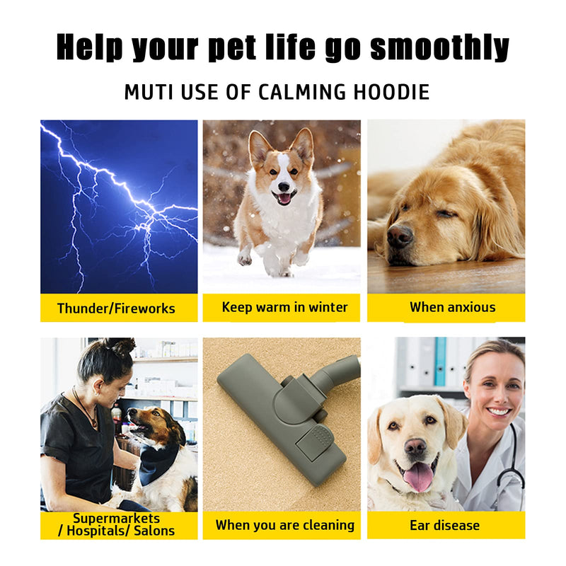 Nanaki Dog Calming Hoodie Head Cover Sleevs - Quiet Ear Covers Hood for Noise, The Grooming and Force Drying Head Protection for Anxiety Relief and Calming Dog Neck and Ear Warmer Medium Grey - BeesActive Australia