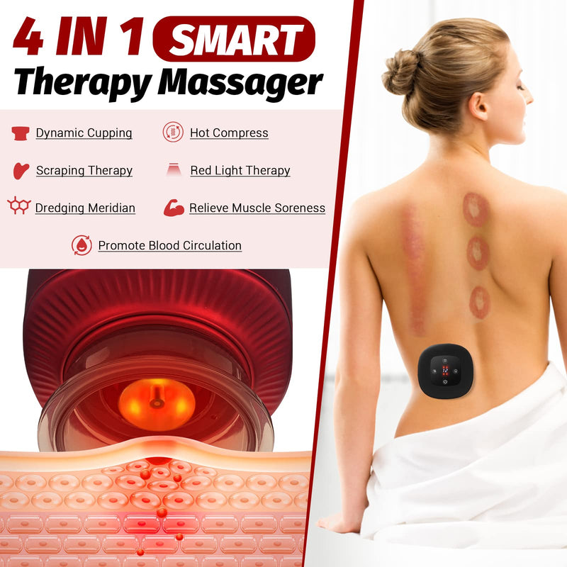 Electric Cupping Set Victop 4 in 1 Vacuum Cupping Massager Machine Smart Cupping Therapy Massager Rechargeable Cups Scraping Tools with 12 Adjustable Suctions Temperatures for Muscle Pain Relief - BeesActive Australia