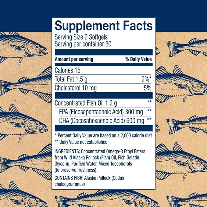 Wiley's Finest - Wild Alaskan Fish Oil: Prenatal DHA 600mg DHA - Omega 3 Supplement - 60 Softgels by Wiley's Finest - BeesActive Australia