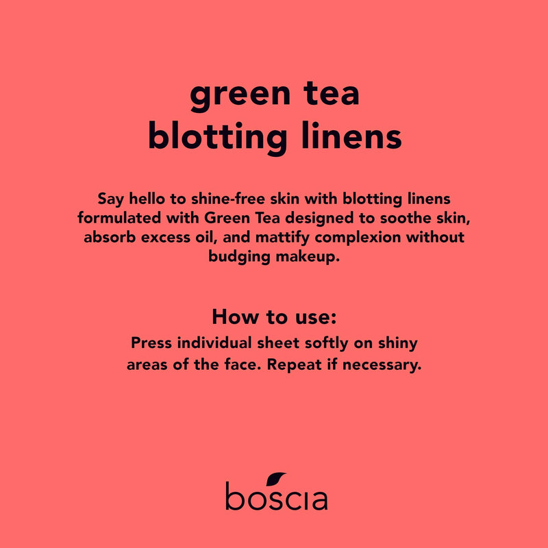 boscia Green Tea Blotting Linens - Vegan, Cruelty-Free, Natural and Clean Skincare | Green Tea and Abaca Tree Fiber Oil Blotting Sheets for Face, 100 Sheets - BeesActive Australia
