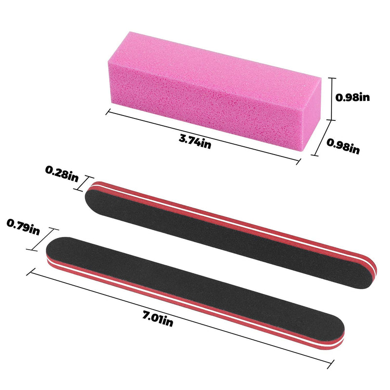 Nail Files and Buffers, 100/180 Grit Nail File and Rectangular Art Care Buffer Block Tools by HAWATOUR - BeesActive Australia