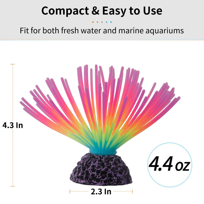 Uniclife Aquarium Imitative Rainbow Sea Urchin Ball Artificial Silicone Ornament with Glowing Effect for Fish Tank Landscape Decoration Rainbow/Green/Blue - BeesActive Australia
