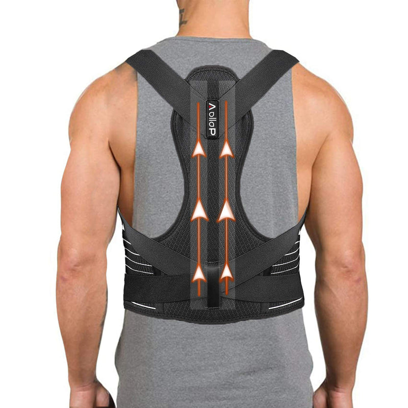 Aollop Posture Corrector Men Back Brace Back Support with Breathable Adjustable Elastic Bands Support Bars Posture Improve Back Pain Association Lower Lumbar Relief Waist 27'- 51', Gift for Women Black - BeesActive Australia