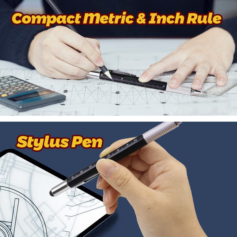 UMEINAC Multitool Pen, 7 in 1 Multitool Tech Tool Pen for Men, Construction Tools Gadget Stocking Stuffers Gifts for Dad Husband Father - Black - BeesActive Australia