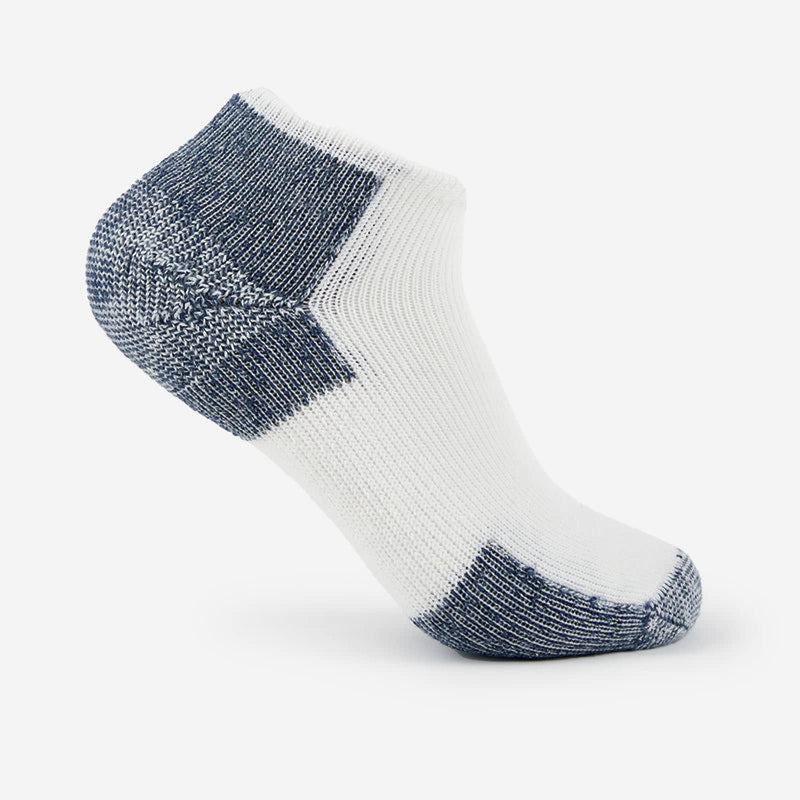 thorlos Unisex Jmm Max Cushion Running Low Cut Socks Large White/Navy - BeesActive Australia