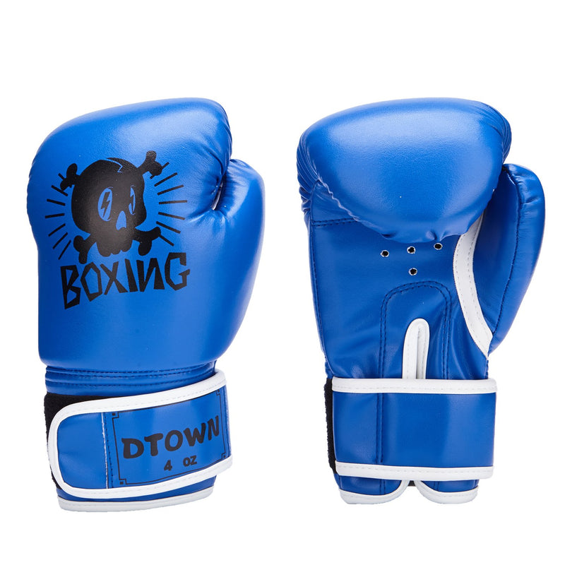 [AUSTRALIA] - Dtown Kids Boxing Gloves 4oz 6oz Training Gloves for Toddler and Youth Age 3 to 11 Years PU Leather Blue 4 OZ 