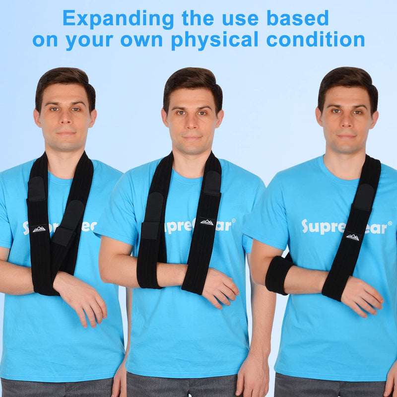 supregear Arm Sling, Adjustable Shoulder Brace Immobilizer Rotator Cuff Lightweight Arm Swathe Support for Shoulder Injury, Broken/Fractured Bones for Left and Right Arm Men and Women (Black, M) Black - BeesActive Australia