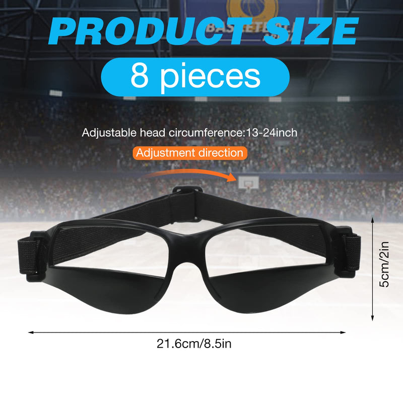 8 Pieces Basketball Goggles Sport Dribble Goggles Adjustable Sports Goggles for Basketball Training Aid for Men Kids Black - BeesActive Australia