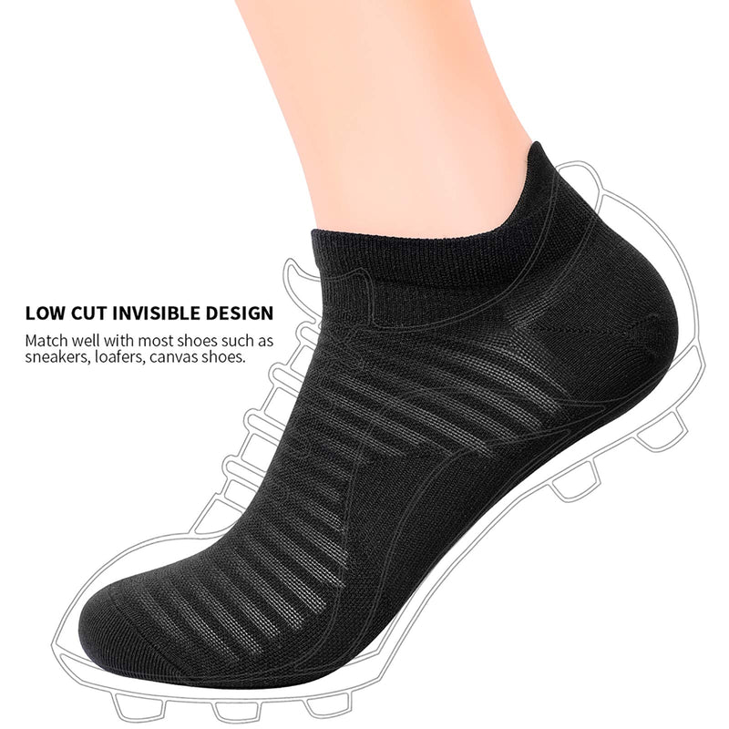 Compression Running Ankle Socks Low Cut(6 Pairs) for Men & Women Black (6 Pairs) Large-X-Large - BeesActive Australia