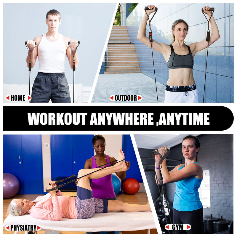COFOF Resistance Bands Set with Handles, Exercise Bands Workout Bands Fitness Bands with Door Anchor, Legs Ankle Straps for Resistance Training，Physical Therapy，Home Gym Workout 200Lbs Black - BeesActive Australia