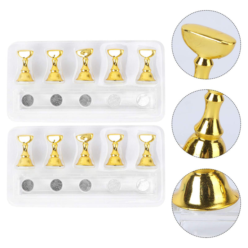 Beaupretty 2pcs Finger Practice Display Stands Acrylic Nail Tips Stand Holders Fingernail Training Stands for DIY Craft Art Salon Household(Golden) Golden - BeesActive Australia