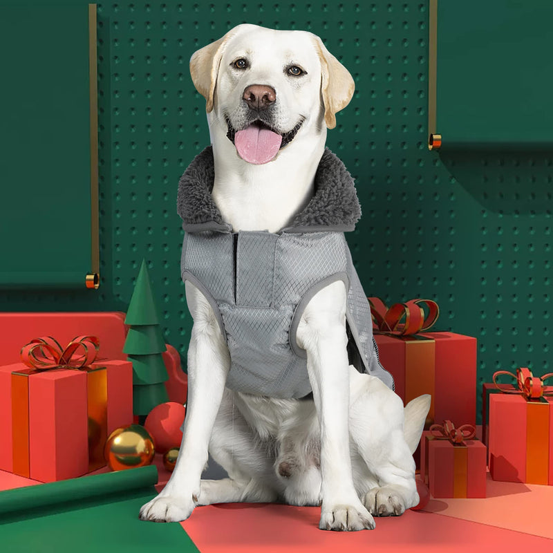 Dog Winter Coat, Ripstop Dog Jacket with Reflective Stripes, Christmas Waterproof Dog Sweater with Harness Hole, Warm Pet Winter Vest for Small Medium Extra Large Dogs 2XL Rosy Red - BeesActive Australia