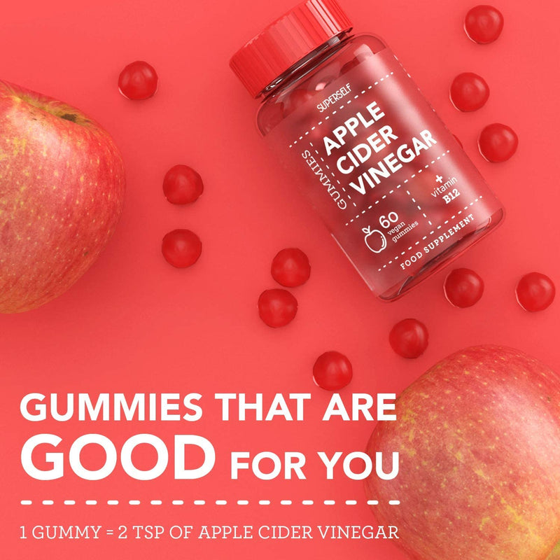 Apple Cider Vinegar Gummies 1000mg - Enhanced with Vitamin B12 & Folic Acid - 500mg ACV per Gummy - 60 Gummies - Natural Ingredients, Vegan & Gluten-Free - High Strength Apple Cider Vinegar Capsules - BeesActive Australia