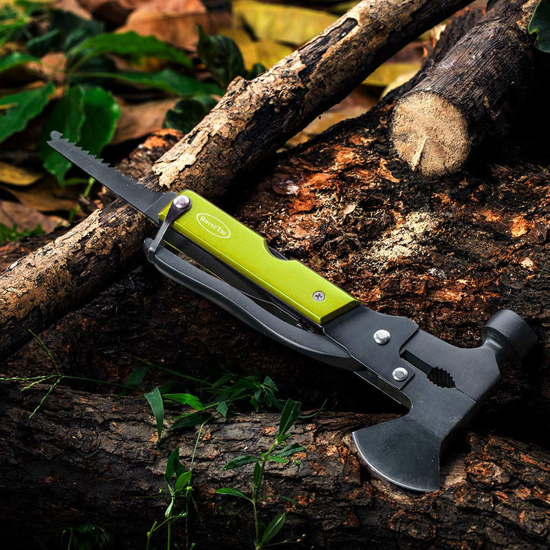 Gifts for Men Dad Husband Gifts for Him Mens Gifts RoverTac Camping Multitool Hatchet Survival Gear 14 in 1 Stainless Steel Axe Hammer Knife Saw Screwdrivers Pliers Bottle Opener Durable Sheath - BeesActive Australia