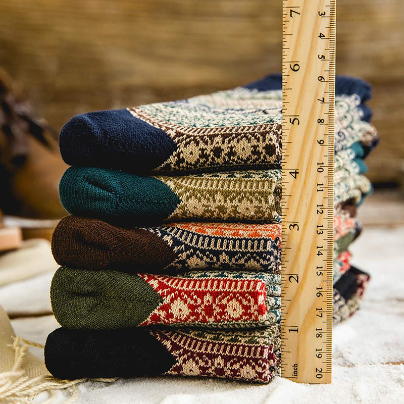5 Pack Womens Wool Socks Winter Warm Socks Thick Knit Cabin Cozy Crew Soft Socks Gifts for Women Large A-blue/Dark Blue/Brown/Red/Green - BeesActive Australia