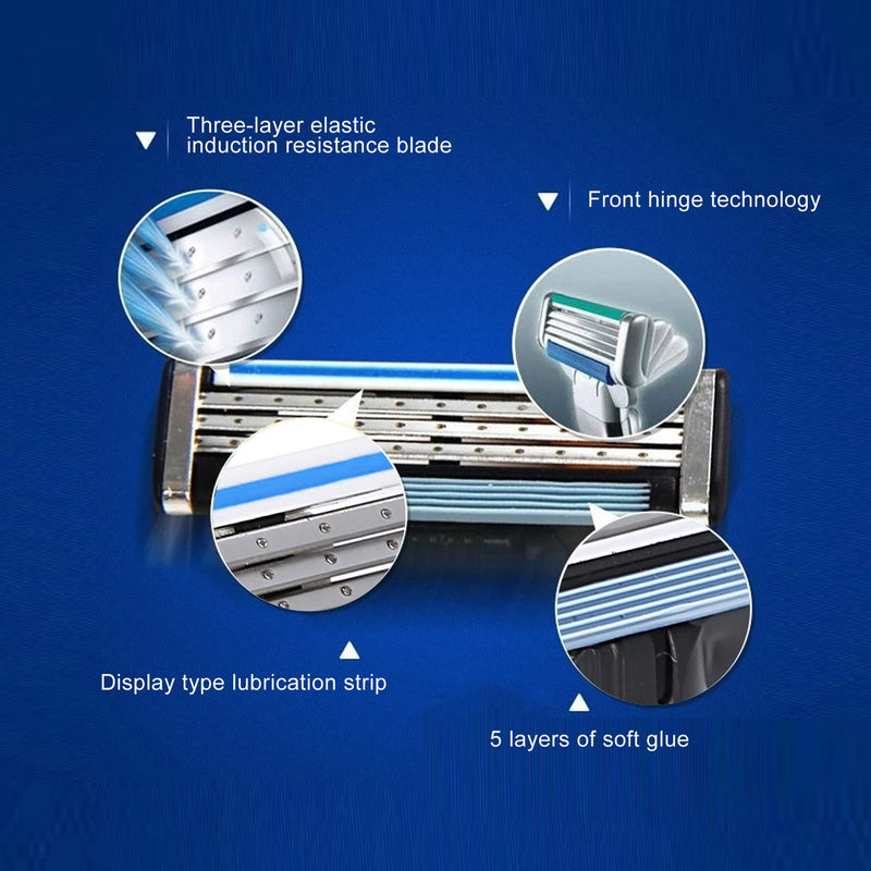 Razor Blade Refills, Manual Shaver Blade, Double Lubrication Strip 16Pcs 3 Layered Professional for Men Home Salon Shop - BeesActive Australia