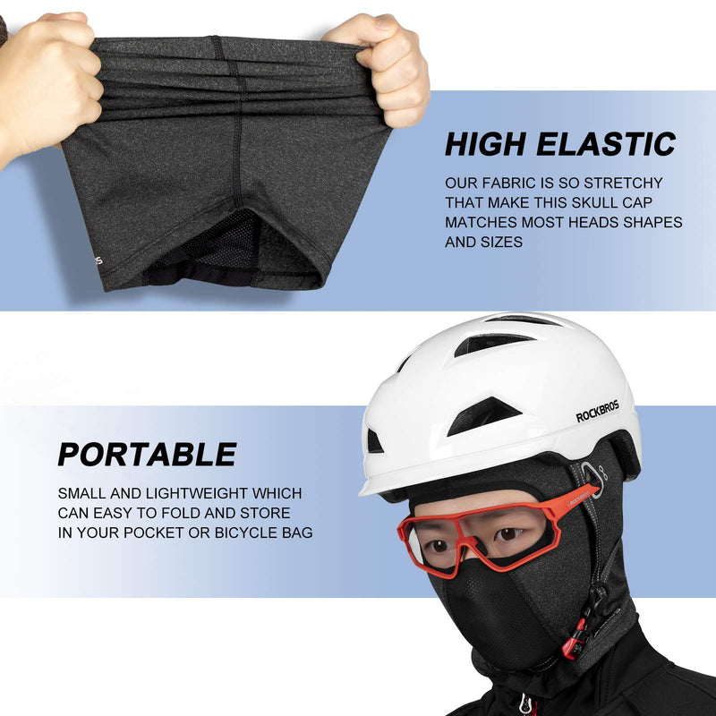ROCK BROS Skull Cap with Glasses Holes Thermal Cycling Helmet Liner Running Beanie for Men Women Fits Under Helmets Black - BeesActive Australia