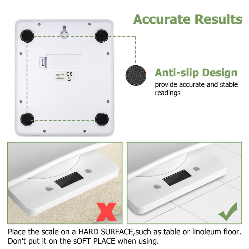 Qulable Digital Small Animals Scale with Tape Measure, Weigh Your Kitten, Rabbit, or Puppy with High Precision, Multi-Function Electronic Scales for Small Dogs Cats Crawl Pet (Pet Scale) White - BeesActive Australia
