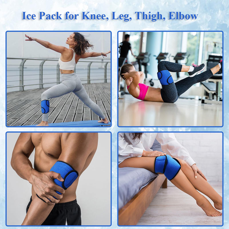 Knee Ice Pack Wrap for Knees Replacement Surgery Reusable Hot Cold Packs for Sports Injuries, 2 Gel Ice Packs & Adjustable Knee Ice Wrap, Hot Cold Compress Therapy Pack for Knee Pain 3 Count (Pack of 1) - BeesActive Australia